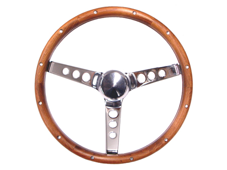 Steering wheel - Grant Classic Series - Pierced - Wood and Chrome - 343 mm