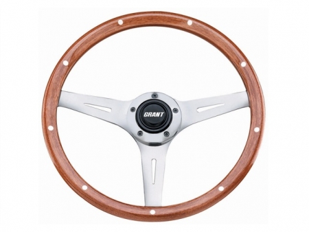 Steering wheel - Grant Collector's Edition - Pierced - Wood and Chrome - 355 mm