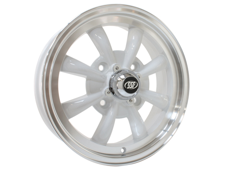 Wheel - EMPI GT8 - 4x130 - 5.5x15 - White & Polished - ET30 - SSP